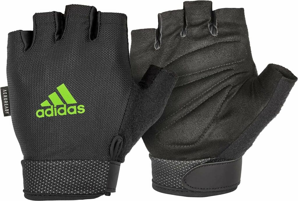 adidas Essential Adjustable Fingerless Gloves for Men and Women - Padded Weight Lifting Gloves - Adjustable Wrist Straps for Tailored, Secure Fit