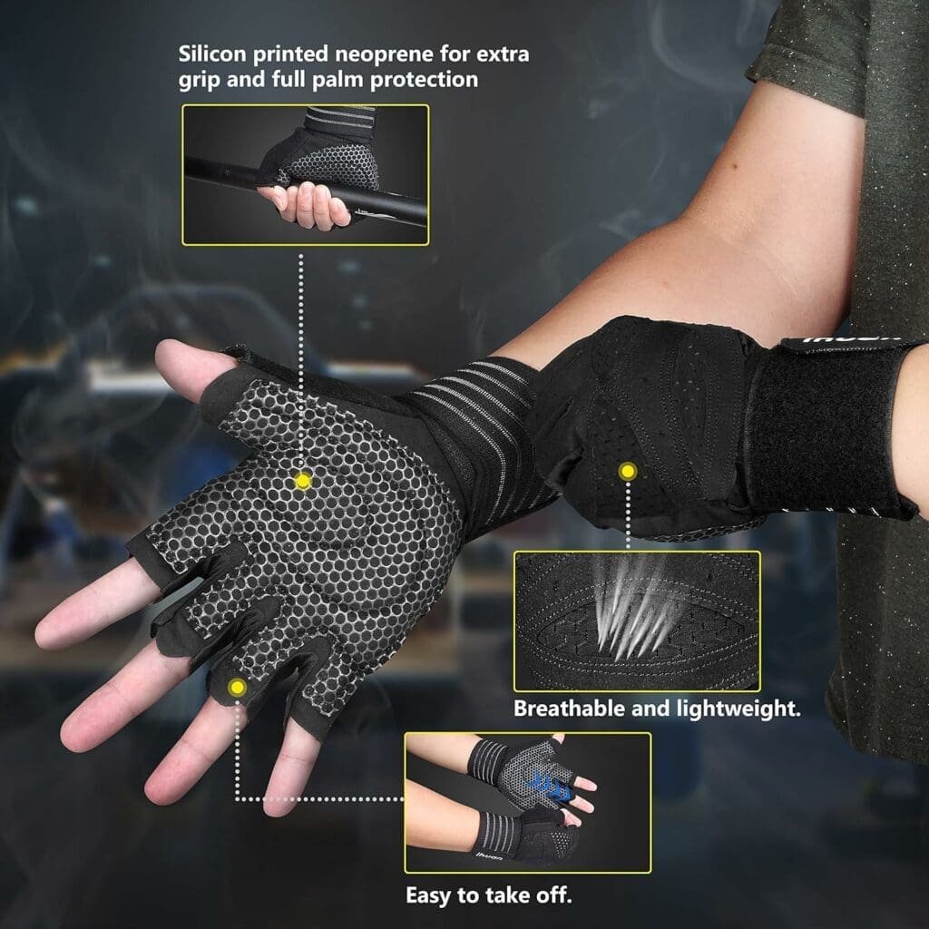 Amazon.com : ihuan Ventilated Weight Lifting Gym Workout Gloves with Wrist Wrap Support for Men  Women, Full Palm Protection, for Weightlifting, Training, Fitness, Hanging, Pull ups : Sports  Outdoors