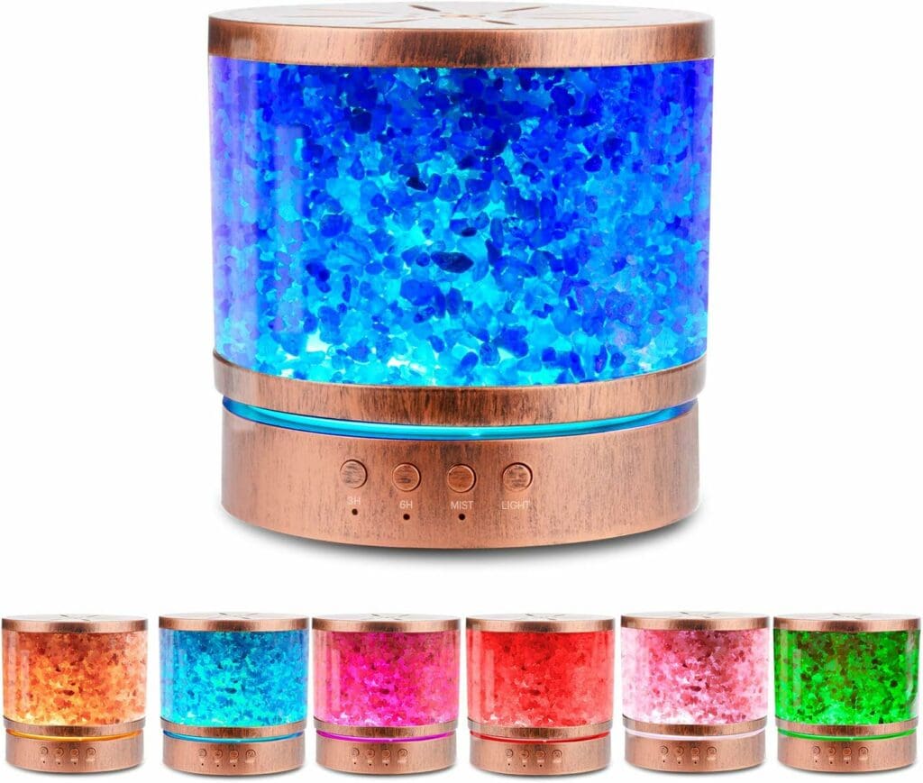 Autumn Rain Essential Oil Diffuser Himalayan Salt Lamp Cool Mist Humidifier 400 ml Ultrasonic Aroma Diffusers Humidifier 7 Colors Changing LED Night Lights Gifts Ideas for Mom