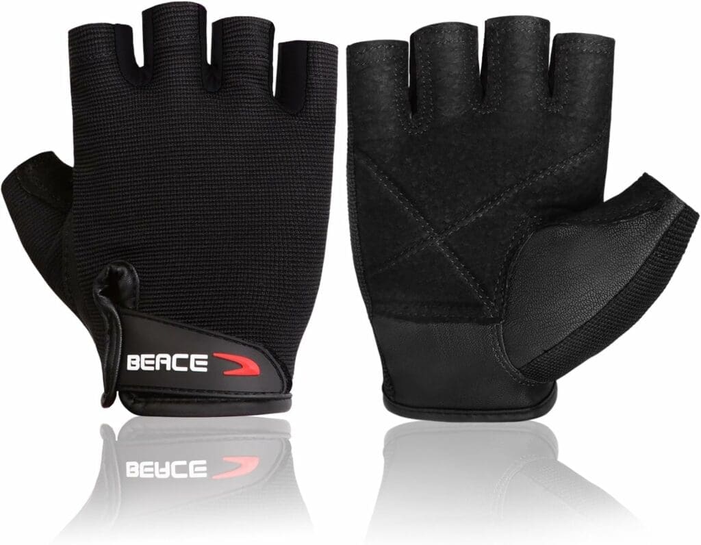 BEACE Weight Lifting Gym Gloves with Anti-Slip Leather Palm for Workout Exercise Training Fitness and Bodybuilding for Men  Women