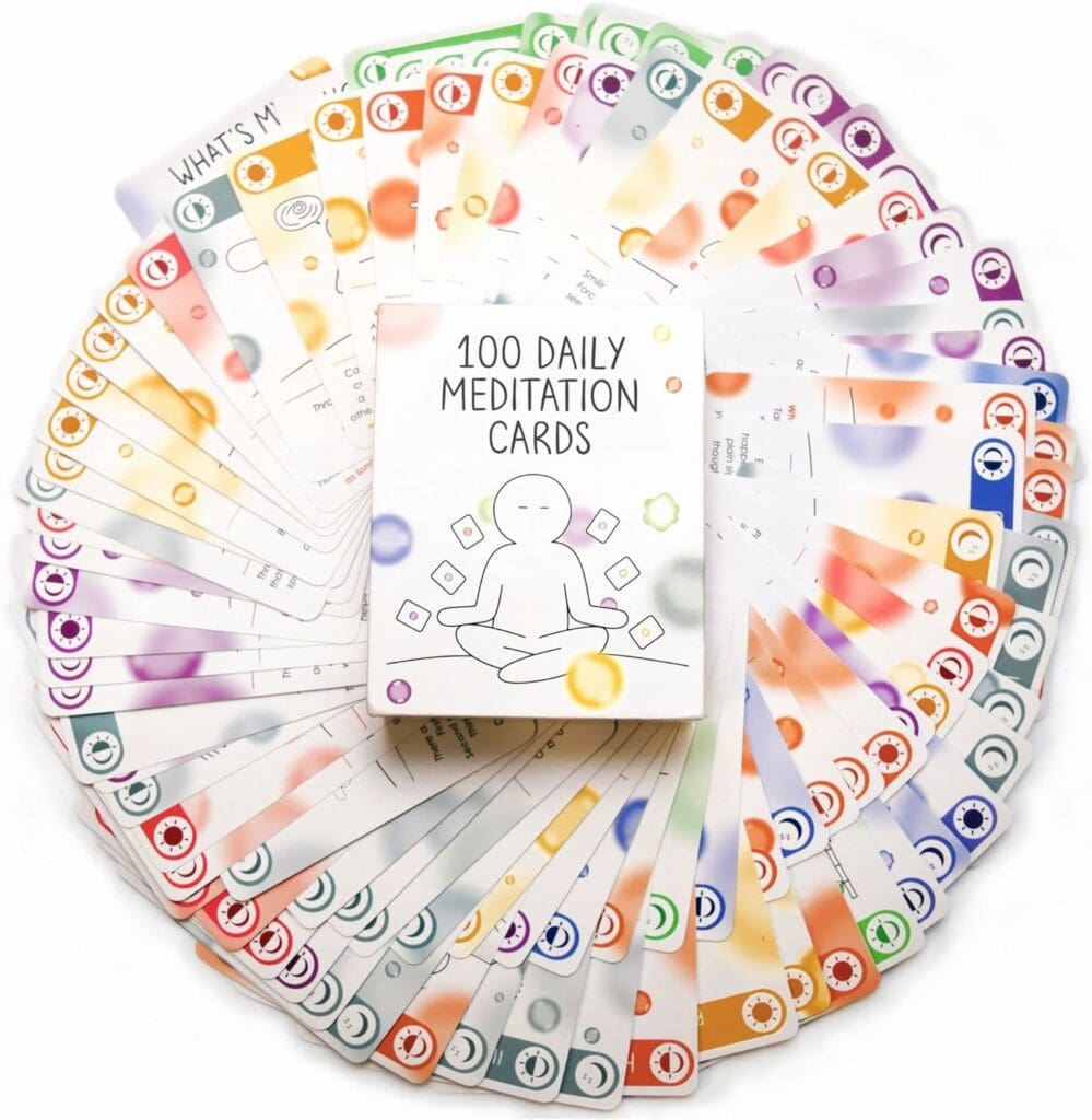 BEST 100 Daily Meditation Cards | Anxiety Relief Item for Relaxation | Self Care Kit for Stress Relief | Perfect Mindfulness Gift For Teens  Adults | Advance Beyond Positive Affirmations