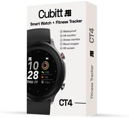 Cubitt CT4 Smart Watch, Fitness Tracker with 1.28 TFT-LCD Color Touch Screen, IP68 Waterproof, Blood Oxygen/Heart Rate/Sleep and Stress Monitor, Step Counter, 14 Sports, for Men and Women