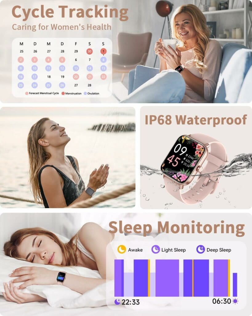 Fitness Tracker Answer/Make Call, 1.8 Activity Trackers and Smartwatches with Blood Oxygen/Heart Rate/Sleep Monitor, 100 Sports, IP68 Waterproof Step Calorie Counter Pedometer for Android iPhone