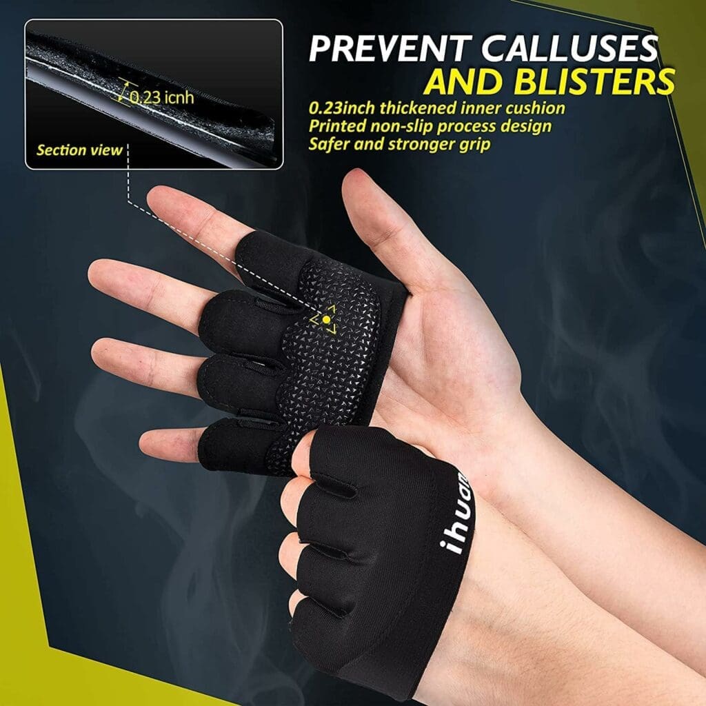 ihuan New Weight Lifting Gym Workout Gloves Men  Women, Partial Glove Just for The Calluses Spots, Great for Weightlifting, Exercise, Training, Fitness
