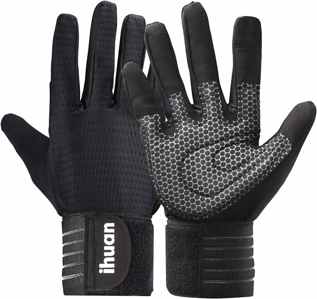 ihuan Workout Gloves for Men Full-Finger: Weight Lifting Gloves for Men, Gym Lifting Gloves Full Hand Gloves for Weightlifting, Deadlift