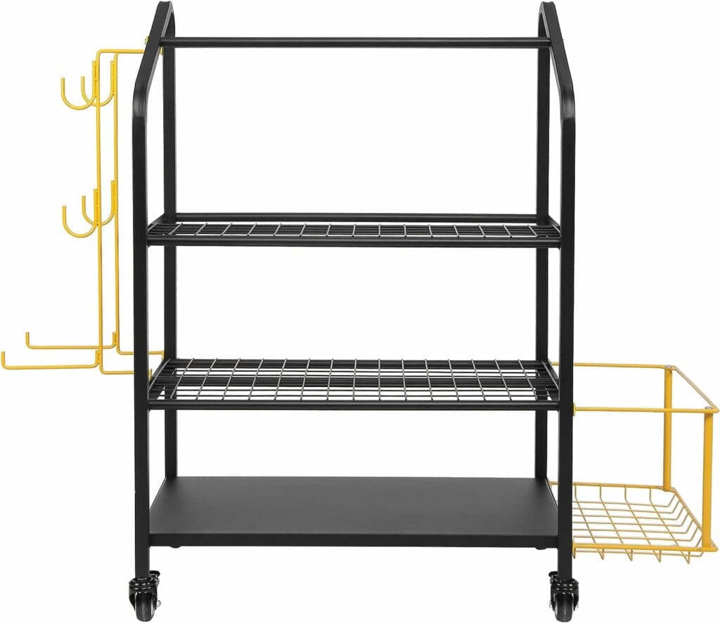 Matrix-Athletic Dumbbell Rack, Training Equipment Storage Cart with Hooks and Wheels for Yoga Brick, Mat, Block, Roller, Dumbbell, Weight, Kettlebell, Resistance Band and More for Home Gym Workout