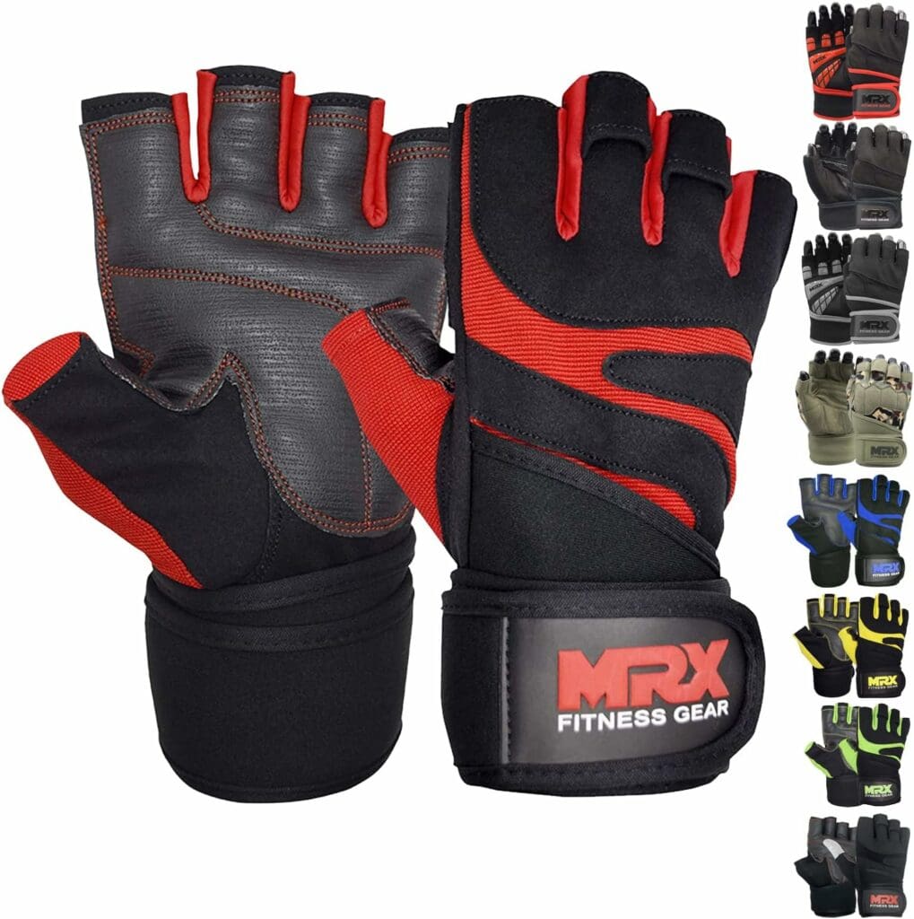 MRX Weightlifting Gloves for Men Workout Gloves Mens Wrist Support Lifting Gloves Male Gym Gloves | Workout Gym Accessories for Men Weight Lifting Fingerless Gym Exercise for Powerlifting