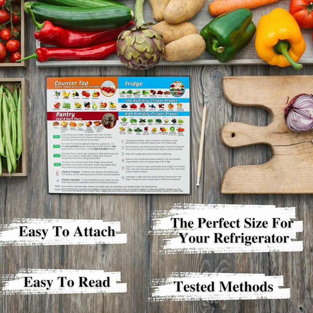 Produce Storage Guide Magnet - How to Store Food Magnet for The Fridge, Fruit  Vegetable Cheat Sheet, Kitchen Organizer Magnetic Chart, Food Storage Chart, Kitchen Fridge Magnet