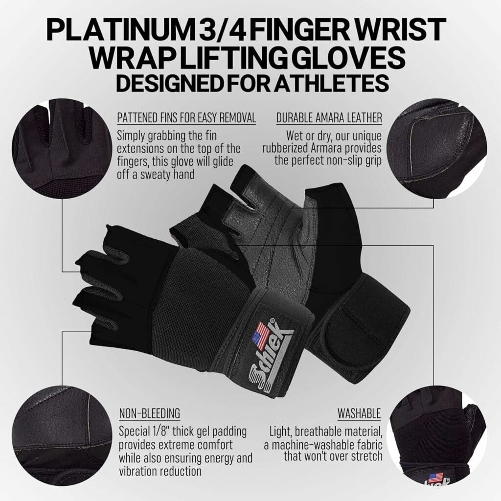 Schiek Sports 540 Platinum Lifting Gloves - Weightlifting Gloves for Women and Men - Wrist Wrap Non Slip Gloves