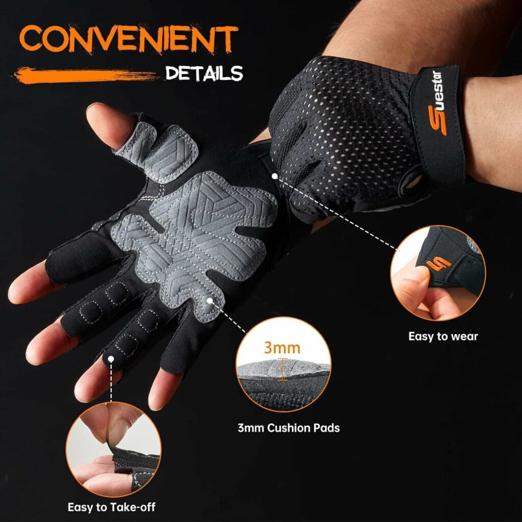 SueStar Workout Gloves for Men Women 2022, Weight Lifting Gloves with [Full Palm Protection] [Excellent Grip] Gym Gloves, Ultra Breathable Exercise Gloves for Weightlifting, Fitness, Training, Hanging