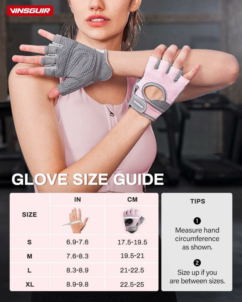 VINSGUIR Breathable Workout Gloves for Women, Weight Lifting Gloves for Gym, Cycling, Exercise, Fitness and Training, with Excellent Grip and Cushion Pads