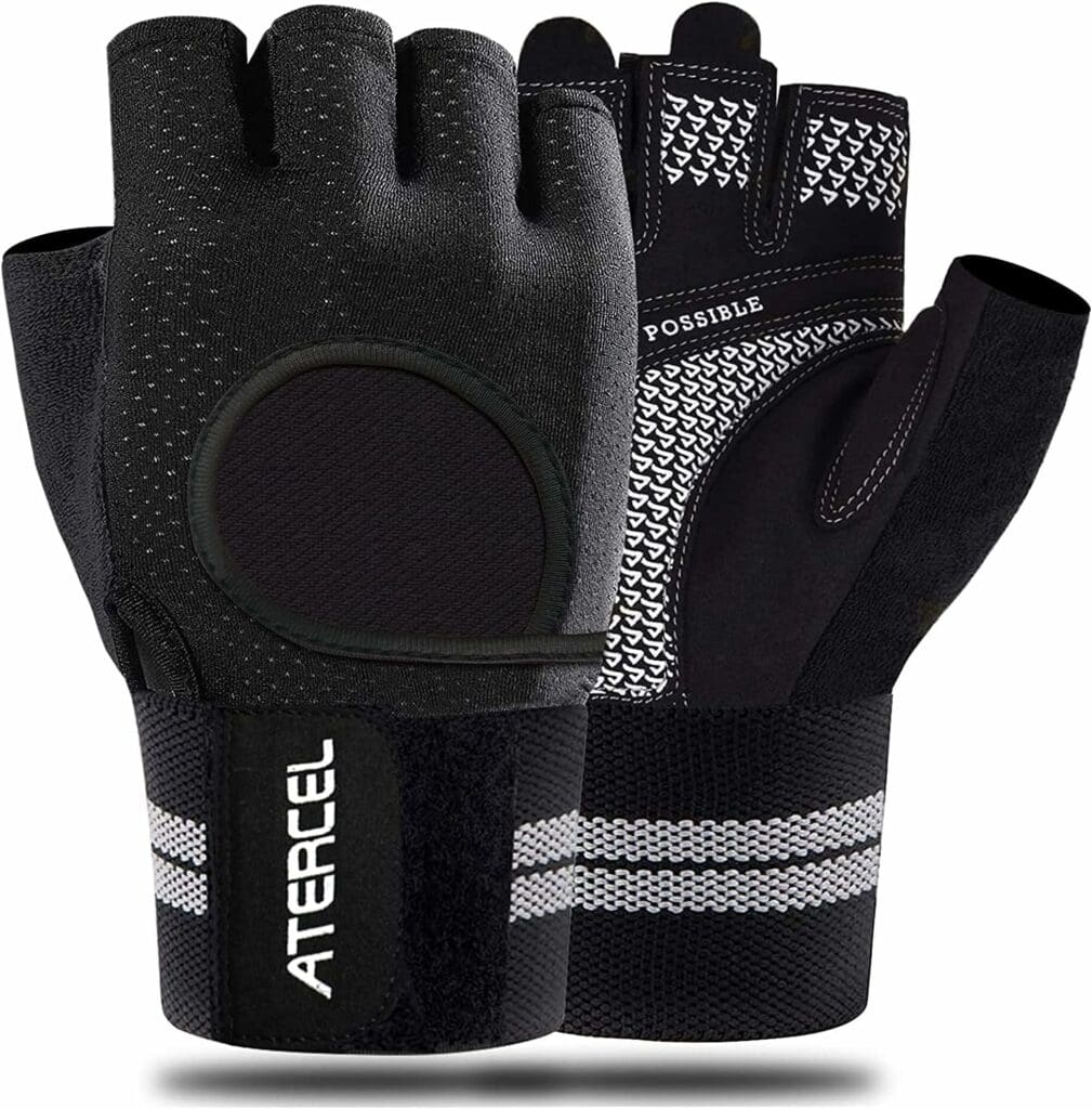 ATERCEL Weight Lifting Gloves Breathable Workout Gloves with Wrist Support for Gym, Exercise, Pull ups, Super Lightweight for Mens and Women, Full Palm Protection