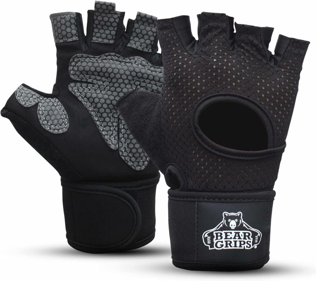 Bear Grips Weight Lifting Gloves for Men  Women | Half Finger Lifting Gloves | Full Finger Workout Gloves for Men | No Finger Exercise Gloves l Compression Weightlifting Gloves | Gym Gloves for Men