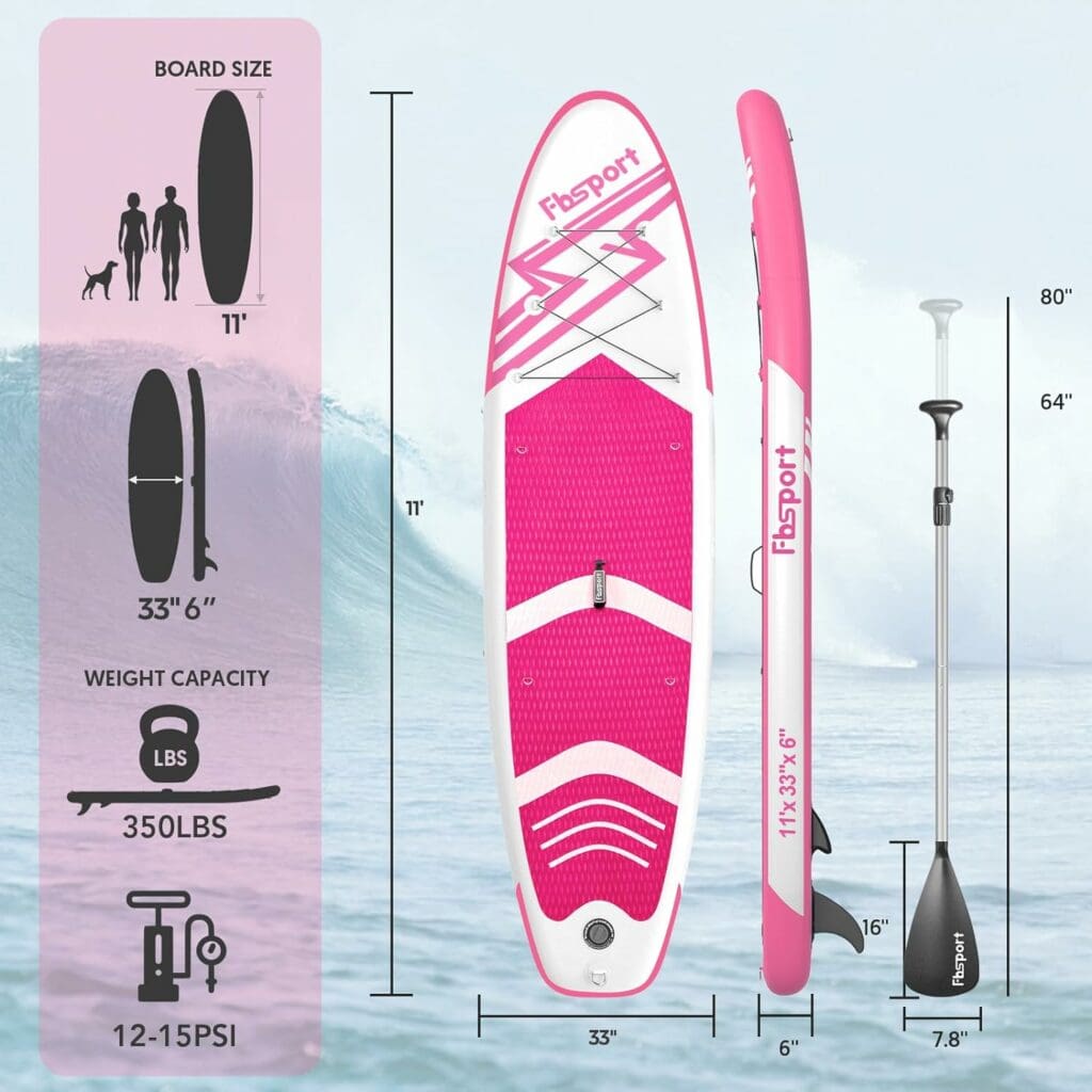 FBSPORT Premium Inflatable Stand Up Paddle Board, Yoga Board with Durable SUP Accessories  Carry Bag | Wide Stance, Surf Control, Non-Slip Deck, Leash, Paddle and Pump for Youth  Adult