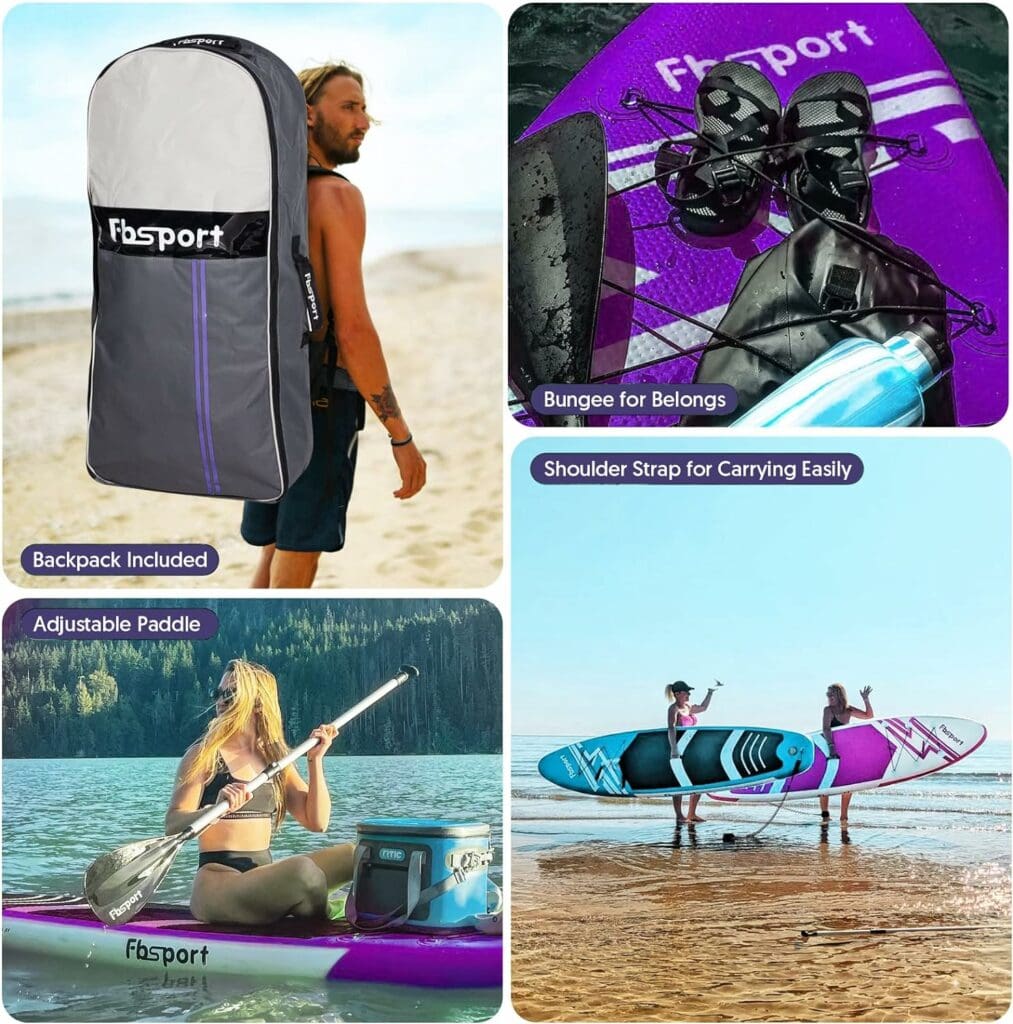 FBSPORT Premium Inflatable Stand Up Paddle Board, Yoga Board with Durable SUP Accessories  Carry Bag | Wide Stance, Surf Control, Non-Slip Deck, Leash, Paddle and Pump for Youth  Adult