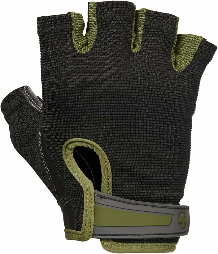 Harbinger Power Non-Wristwrap Workout Weightlifting Gloves with StretchBack Mesh and Leather Palm