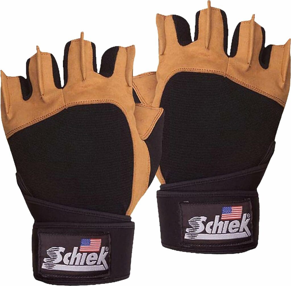 Schiek Sports Model 425 Power Series Weight Lifting Gloves - Leather Gym Gloves with Padded Palms
